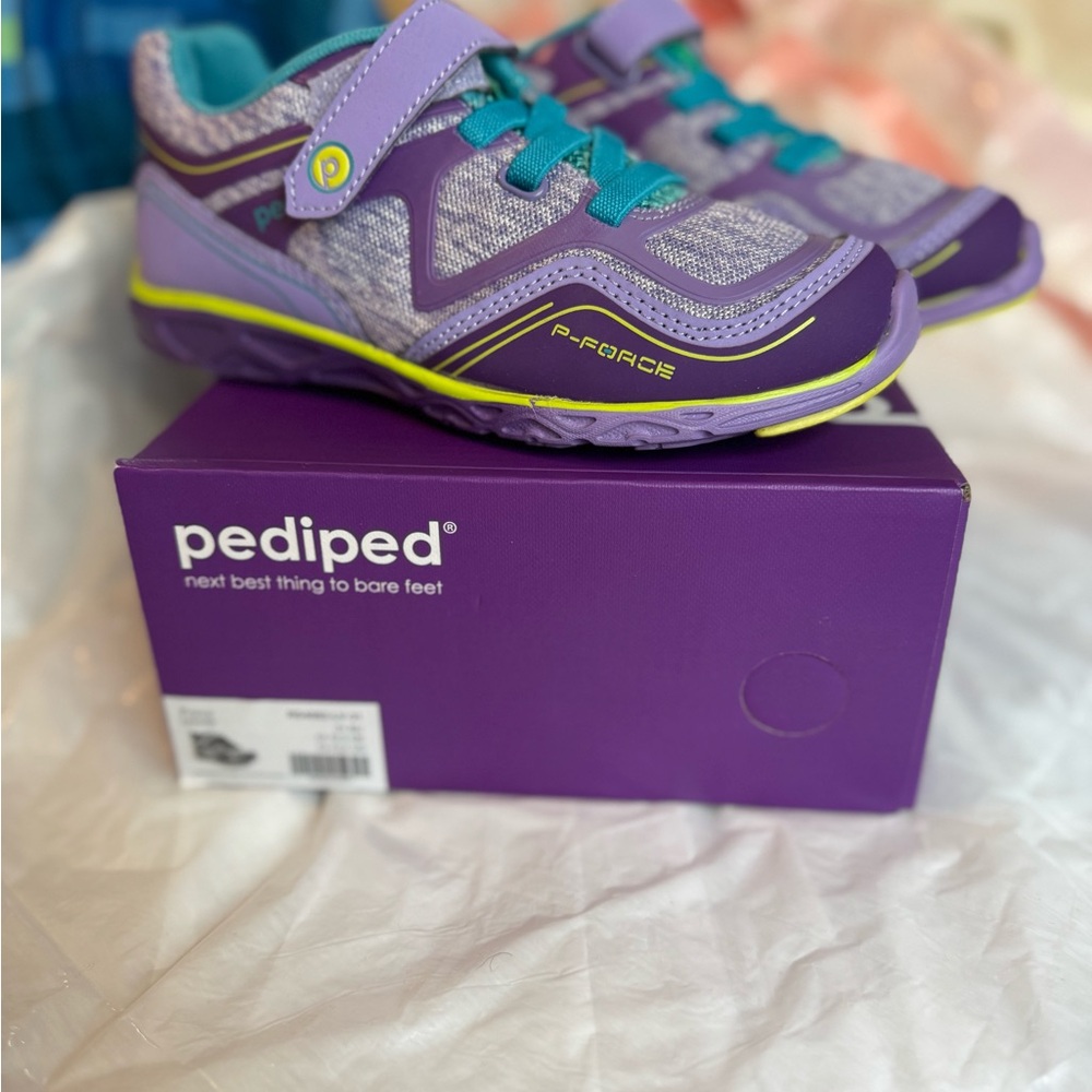 pediped Purple and Teal Kids Athletic Sneakers with Lime Accents